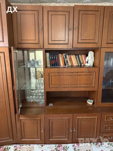 Голяма старомодна секция с много шкафове, рафтове и др., снимка 2 - Антикварни и старинни предмети - 50401090