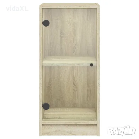 vidaXL Страничен шкаф със стъклени врати, дъб сонома, 35x37x75,5 cm, снимка 6 - Бюфети - 56148148