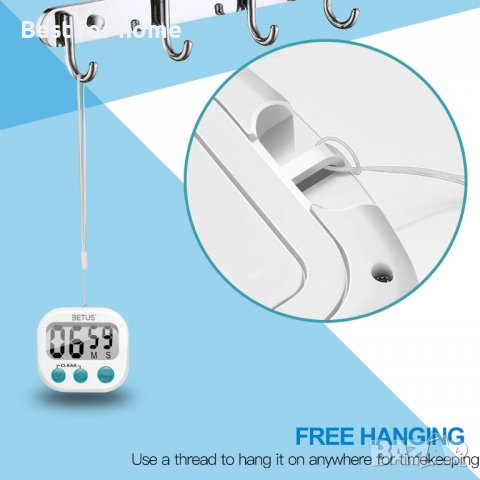 Дигитален кухненски таймер Betus, цифров кухненски таймер, големи цифри, проста работа и силна аларм, снимка 3 - Други - 38982136