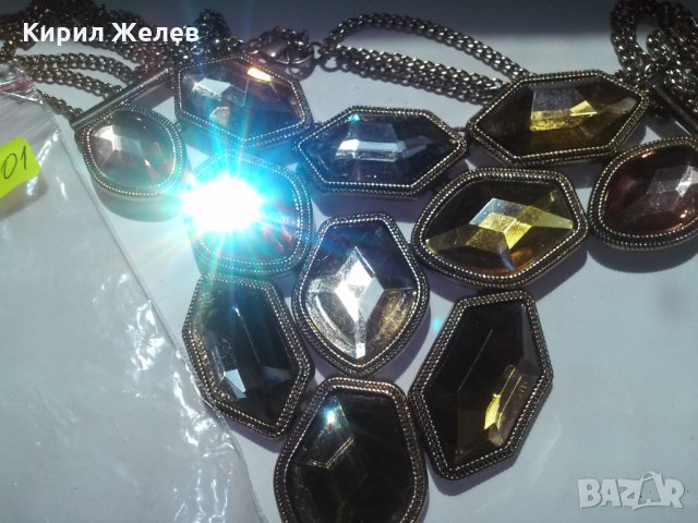 ЗЛАТИСТА ОГЪРЛИЦА с ФАСЕТИРАНИ КРИСТАЛИ 75101, снимка 3 - Колиета, медальони, синджири - 29771755