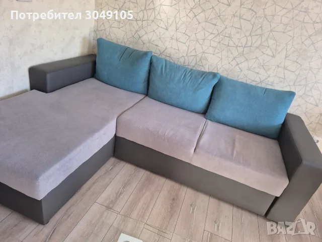 Ъглов разтегателен диван плюс 6 стола