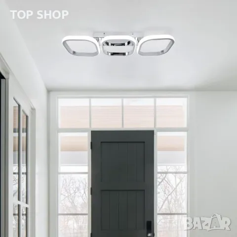 Модерна LED таванна лампа EIDISUNY, 3 квадрата LED, 33W студена бяла светлина (сребриста), снимка 3 - Лед осветление - 49509154