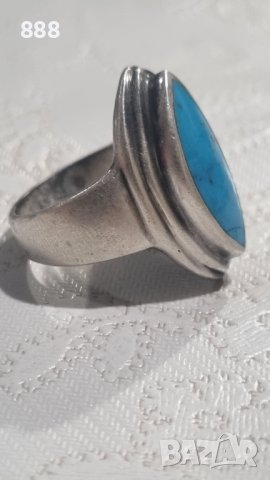 Vintage сребърен пръстен 925 с тюркоаз , снимка 2 - Пръстени - 44200326
