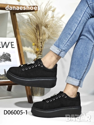 Дамски спортни обувки на платформа от велур  с аксесоар мече, снимка 3 - Дамски ежедневни обувки - 51577662