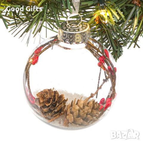 6 броя Прозрачна Топка за украшение за коледна елха, Шишарка и сняг, снимка 2 - Други стоки за дома - 42686698