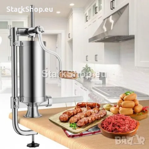 Вертикална Машина за Пълнене на Колбаси-Пълначка от Неръждаема Стомана Вертикална Натоварване 4 кг , снимка 3 - Други инструменти - 50317943