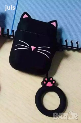 Силиконов кейс за Apple Airpods 1/2 с котката на Karl Lagerfeld, снимка 2 - Безжични слушалки - 36784646
