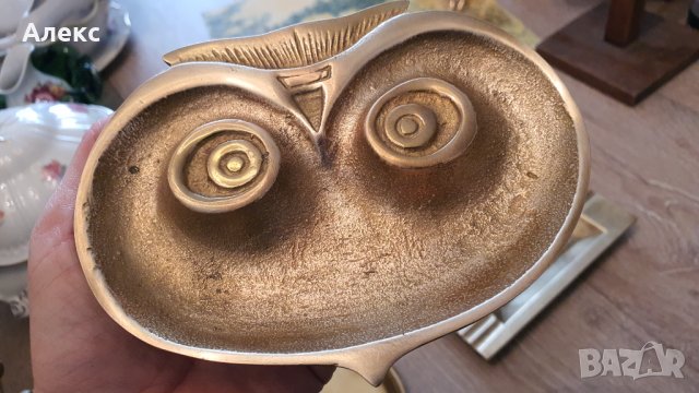 Масивна поставка за бижута, бухал, месинг. 312гр