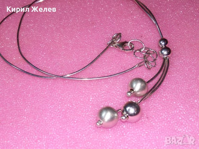 ИТАЛИАНСКО НЕЖНО СРЕБЪРНО КОЛИЕ СРЕБРО 925 с БЯЛА ПОЗЛАТА 43231, снимка 5 - Колиета, медальони, синджири - 44394080