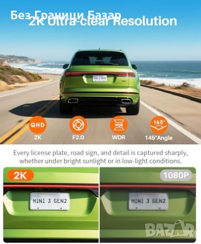 Нова Скрита мини dash cam камера за кола 2K с паркинг режим и нощно виждане, снимка 5 - Друга електроника - 51596151