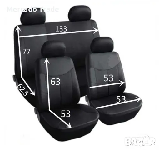 Универсални калъфи за предни и задни седалки на автомобил, Тaxi делима задна седалка, 8ч., Черно, снимка 2 - Аксесоари и консумативи - 50056176