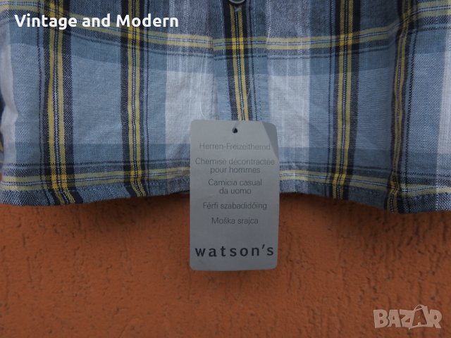 Нова мъжка карирана риза с дълъг ръкав Watson's (M), снимка 6 - Ризи - 34412212