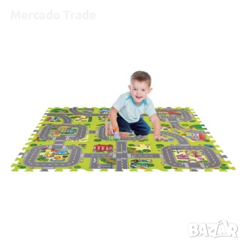 Детски пъзел Mercado Trade, За под, 9 части, Зелен