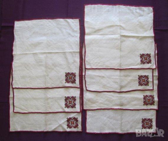 19 век Ръчно Бродирани Салфетки с Фолк Мотиви 7 броя, снимка 4 - Антикварни и старинни предмети - 35399826