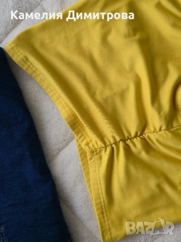 Дамски летен сет – жълт топ + дънкова пола-гащи, снимка 6 - Комплекти - 53285714