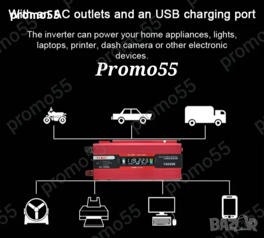 Инвертор 24 на 220 волта 2000W за камион, снимка 6 - Аксесоари и консумативи - 48969326