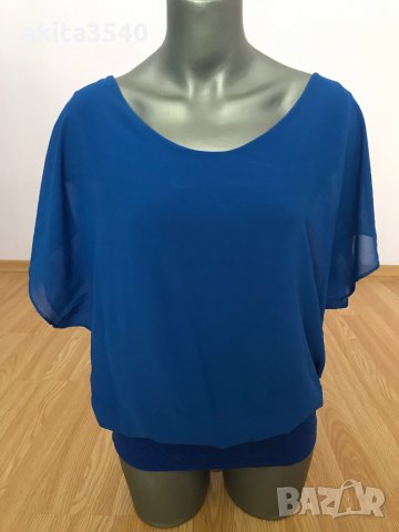 Синя блуза с панделка, снимка 1