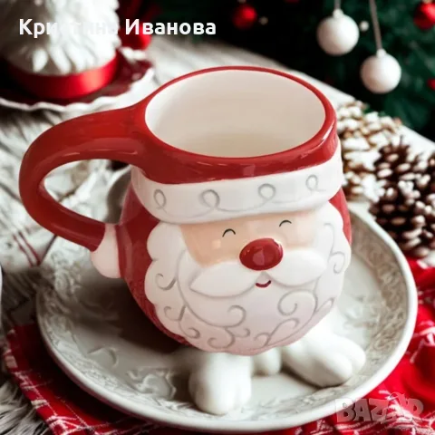 Коледна чаша Дядо Коледа, снимка 6 - Чаши - 56504067