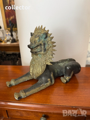 Бронзова фигура на императорски лъв Сингха. №7385