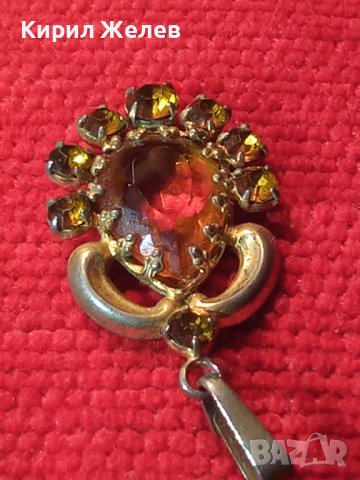 СТАР БРОНЗОВ ПОЗЛАТЕН СКЪПОЦЕНЕН АРТ ДЕКО ПЕНДАНТ с КАМЪНИ ЦИТРИН РЕТРО БИЖУ МЕДАЛЬОН 71351, снимка 13 - Антикварни и старинни предмети - 35664017