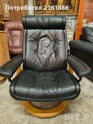 Relax кресло от естествена кожа с повдигаща се облегалка 