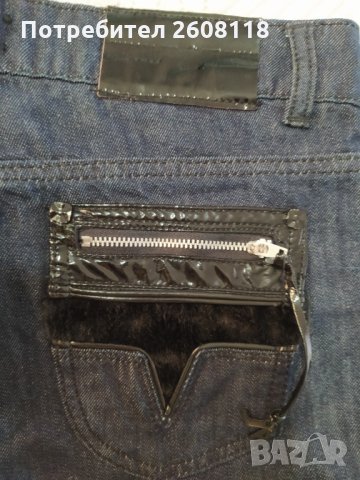 Дамски дънки Emporio Armani НОВИ – кожени детайли, дълги – размер 28, снимка 11 - Дънки - 34462821