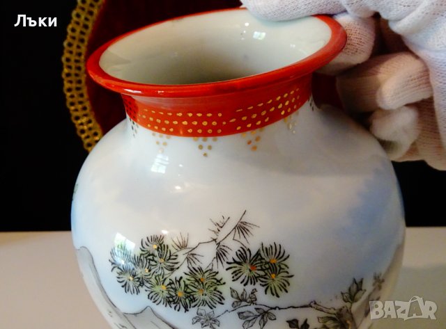 Старинна ваза китайски порцелан,маркирана. , снимка 3 - Вази - 37715988