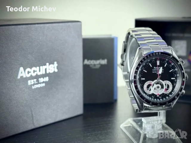 Мъжки часовник Accurist MB898 – Хронограф, Стоманен, Черен циферблат, снимка 7 - Мъжки - 51531240