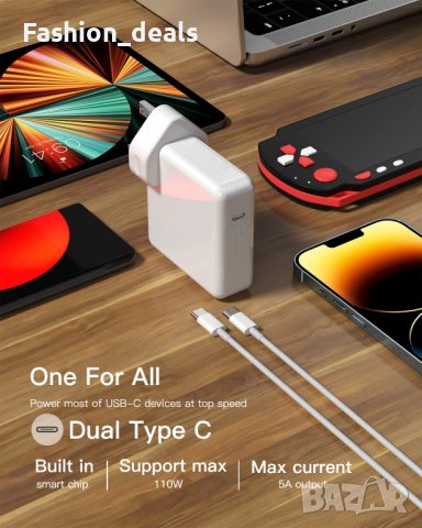 Ново зарядно 110W за лаптоп Mac book Pro/Air USB-C Стенен адатпер + кабел, снимка 5 - Други - 39741108
