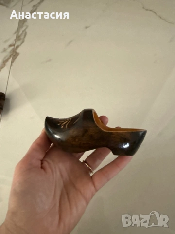 Антика Винтидж сувенирна дървена обувка, снимка 3 - Антикварни и старинни предмети - 53986880