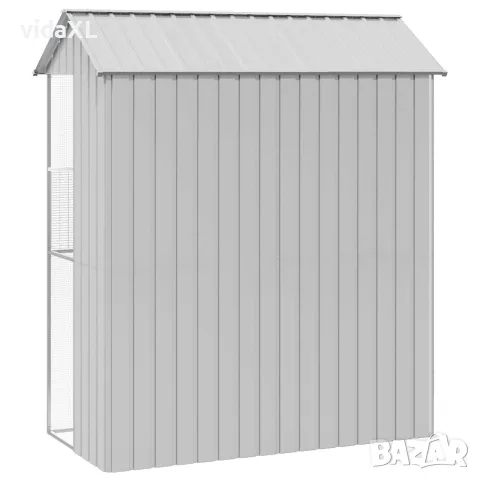 vidaXL Клетка за птици Сив 215 x 110 x 247 см Галванизирана стомана, снимка 6 - За птици - 56147056
