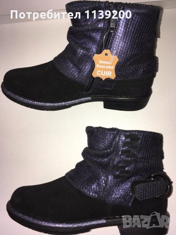 2 чифта нови детски френски ботуши боти пролет есен 30 номер оригинал набук естествена кожа с кутии, снимка 6 - Детски боти и ботуши - 34475142