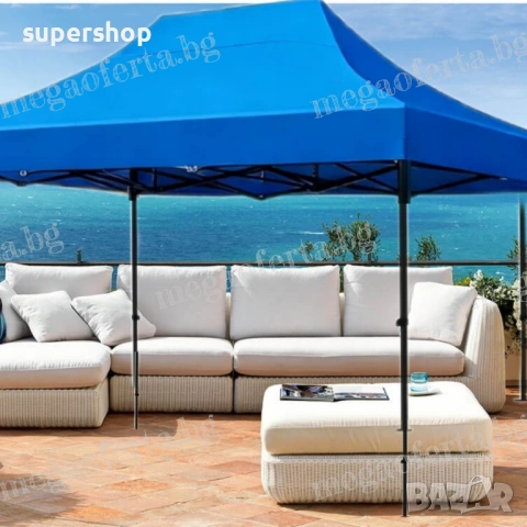 Усилена Шатра 3х4.50 – 23кг. Неръждаема Конструкция Гумирано Покривало 