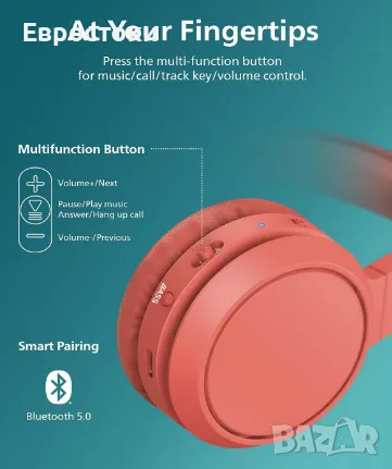 Безжични слушалки Philips 4000 series TAH4205RD с микрофон, цвят: червено, снимка 5 - Bluetooth слушалки - 49328809
