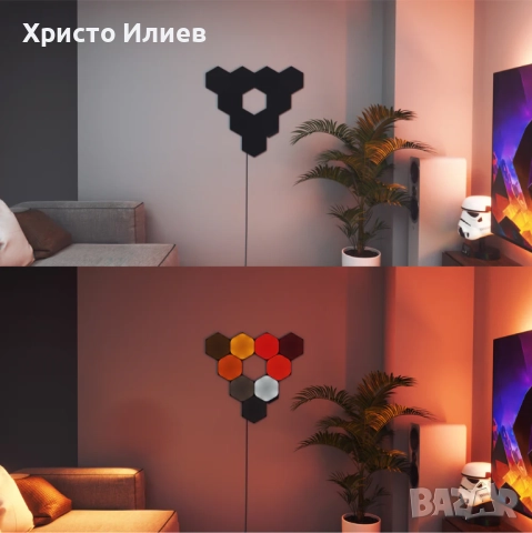 Смарт светлинни панели Nanoleaf Shapes Black Hexagons стартов пакет 9 броя, снимка 3 - Други - 52534475