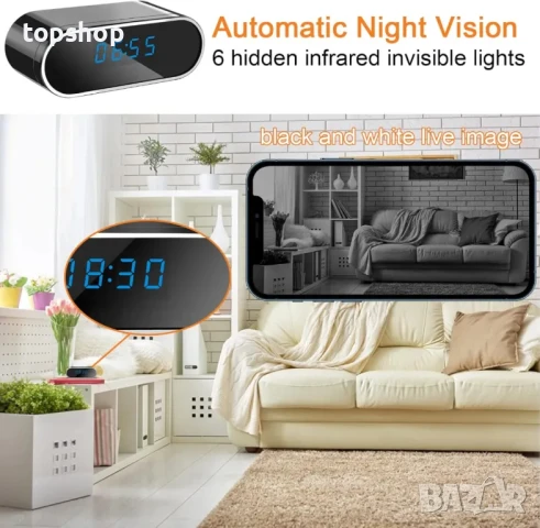 НОВА, ТЕСТВАНА WiFi шпионска камера в часовник, 1080P с нощно виждане и откриване на движение, снимка 8 - Аналогови камери - 50502361