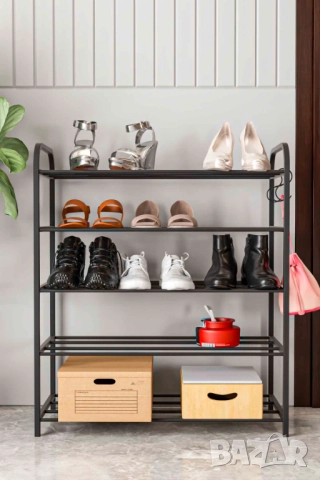 Етажерка за обувки с 5 рафта/Метален рафт за обувки/Поставка за обувки, снимка 3 - Шкафове - 52155434