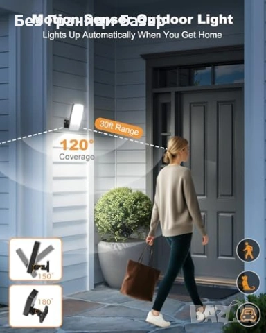 Нова външна Акумулаторна лампа със сензор за движение IP65 3 режима, снимка 5 - Външни лампи - 54057698