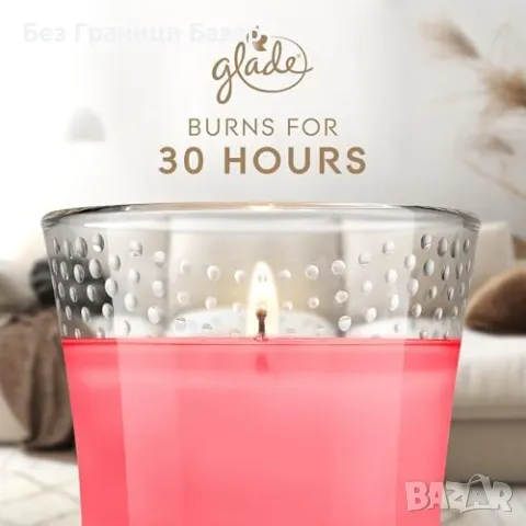 Нови Ароматни свещи Glade с етерични масла, комплект 6 броя до 30 часа горене
