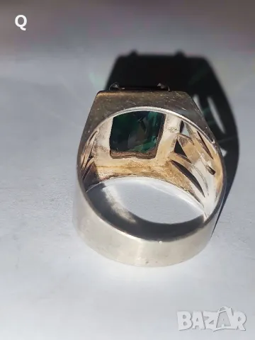 стар сребърен пръстен с Изумруд, снимка 3 - Пръстени - 49237843