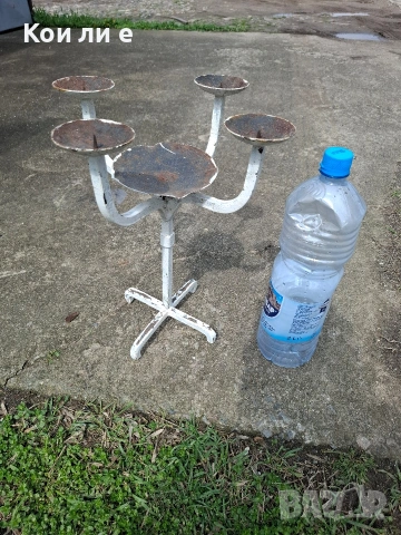 кован свещник 5тица, снимка 3 - Антикварни и старинни предмети - 54060044