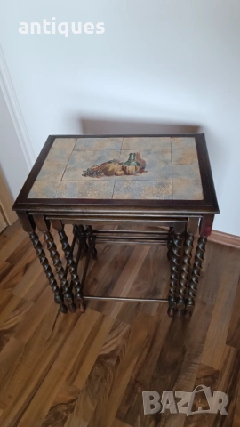Троен сет маси - естествено дърво, снимка 3 - Антикварни и старинни предмети - 53005461