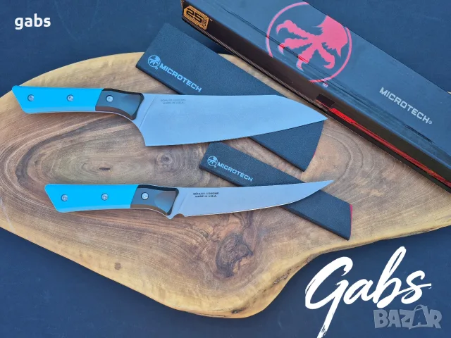 Нож с фиксирано острие Microtech Santoku 3100B/3200B ,Bohler M390 фултанг, снимка 2 - Ножове - 56209525