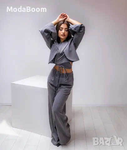 Сив дамски комплект от две части , снимка 2 - Комплекти - 48009124