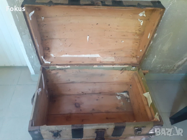 Страхотен голям антикварен сандък с етикет - Hotel Bellevue, снимка 4 - Антикварни и старинни предмети - 53277220