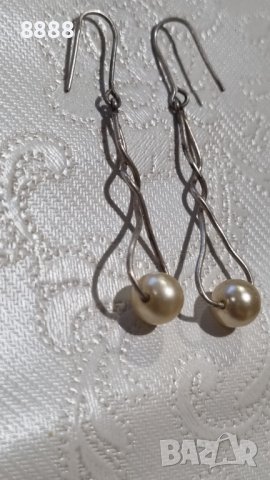 Сребърни обеци 925 с перли , снимка 3 - Обеци - 44279302