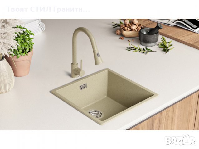 Кухненска Мивка от Гранит модел Лондон Слим 460 x 440 мм - сив, снимка 5 - Други - 38223302
