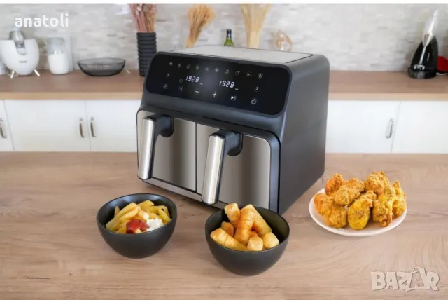 чисто нов Безмаслен двоен фритюрник, Air Fryer S DEPOT цифров дисплей, снимка 6 - Фритюрници - 49415825