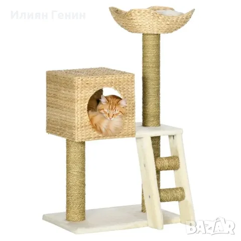 Дърво за котки PawHut с къщичка за котки, снимка 11 - За котки - 55894491