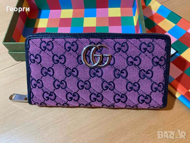 Gucci Оригинално Supreme Канвас / Кожено портмоне Гучи Платина лого GG, снимка 2 - Портфейли, портмонета - 38515185